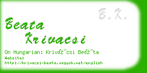 beata krivacsi business card